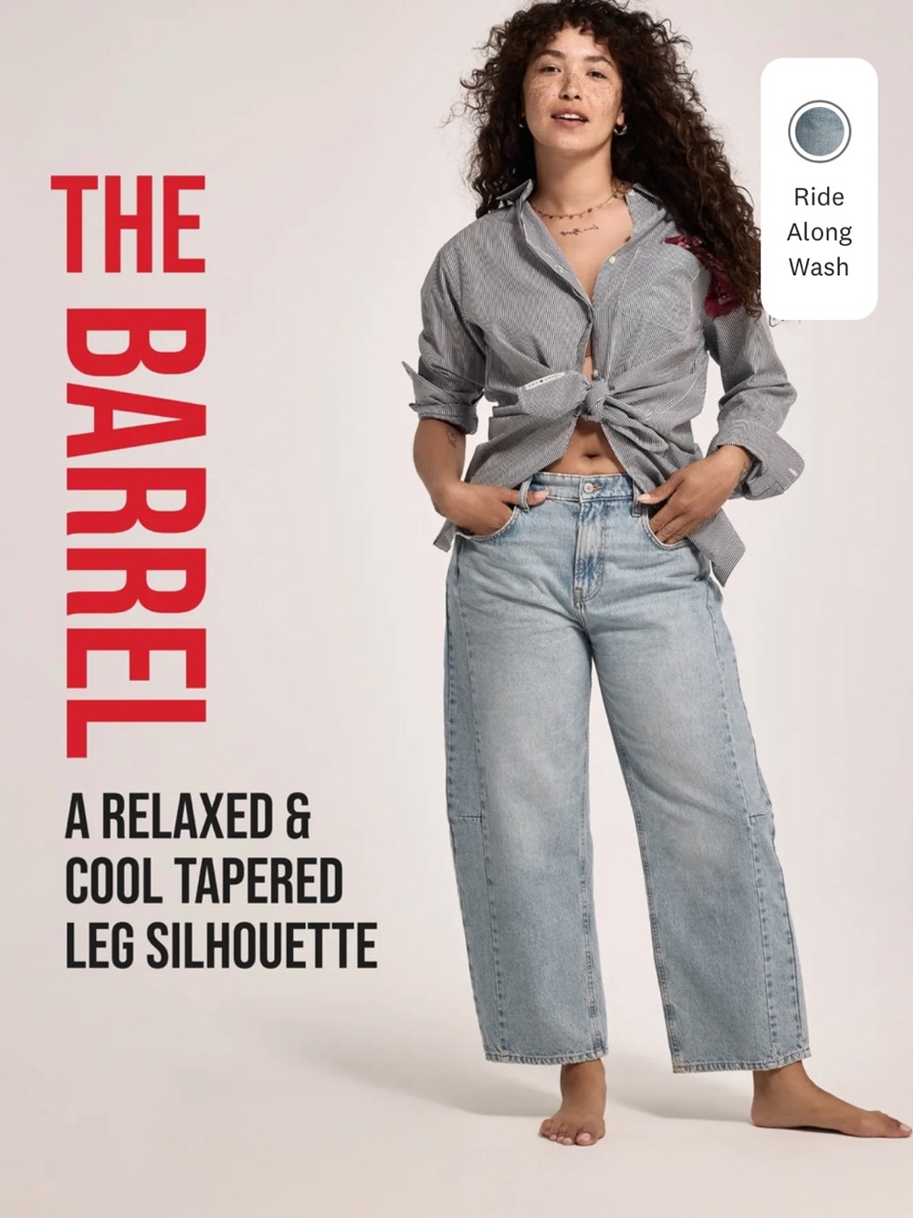 Lucky Brand barrel jeans, ride along wash